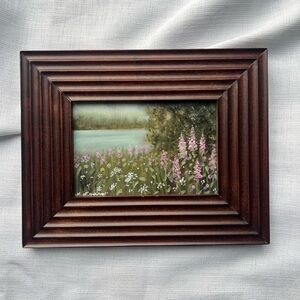 “Breathless” Elegant Brown Wooden Frame with Floral painting